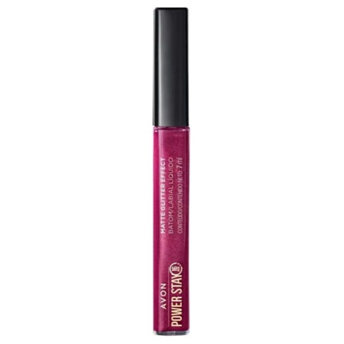 Batom Líquido Matte Glitter Effect Avon Power Stay Cor: Malva Luminoso