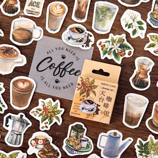 46 Pcs Rooftop Coffee House Bullet Journal Adesivos de papelaria decorativos para scrapbooking DIY Diary Stick Label