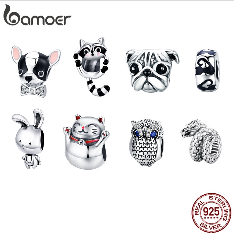 Bamoer Encanta Miçanga 925 Prata Desenho Animal Versão Para Diy Bracelete Colar Acessórios em Oferta na Shopee