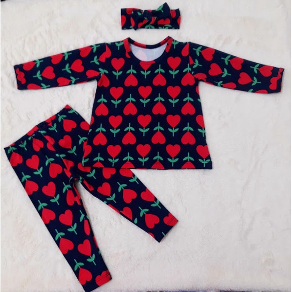 **Conjunto Bebê Menina Cotton Body/Blusa Manga Longa + Legging + Laço | Outono Inverno | Estampas Sortidas**