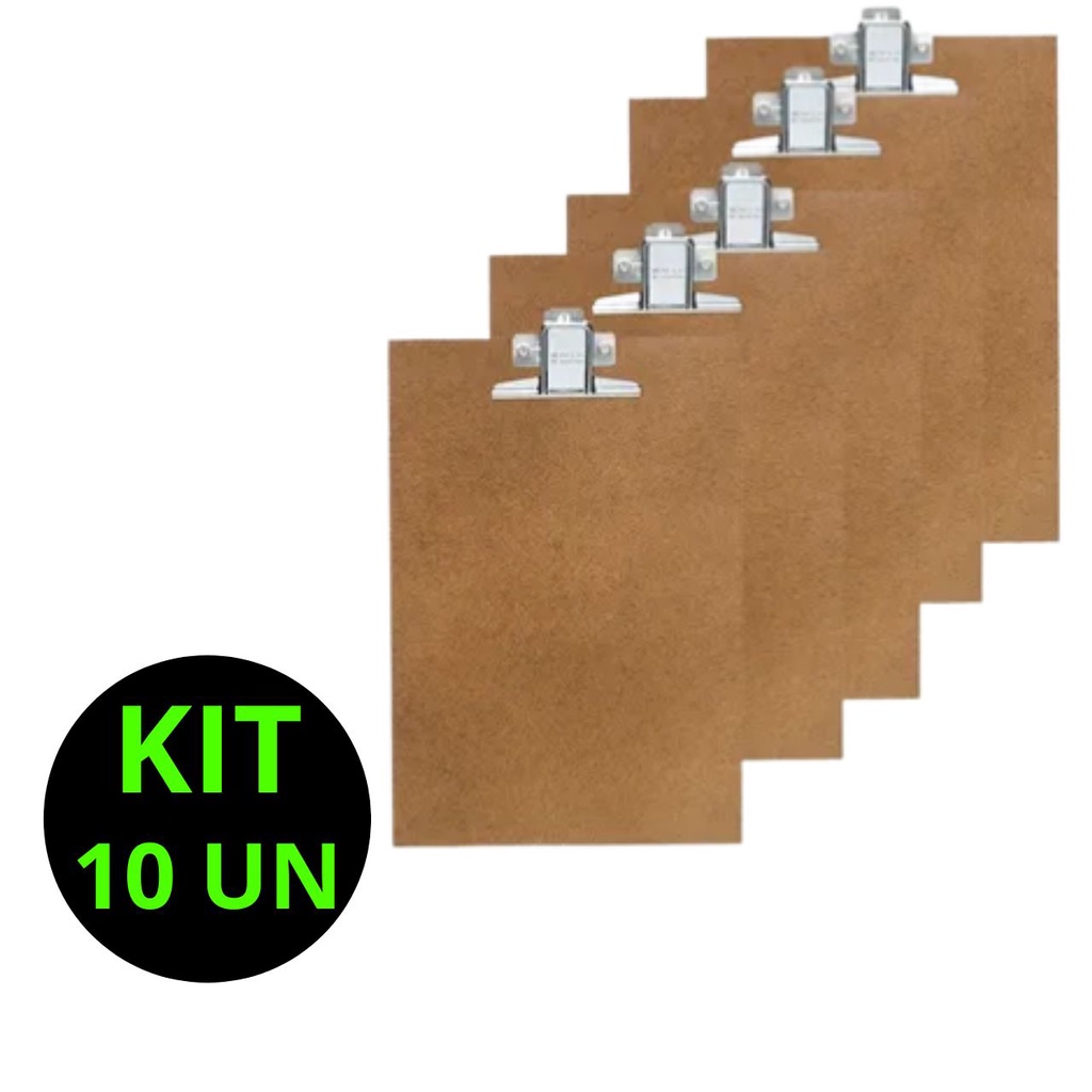 Prancheta De Madeira A5 Mdf Com Prendedor De Metal Kit C/10