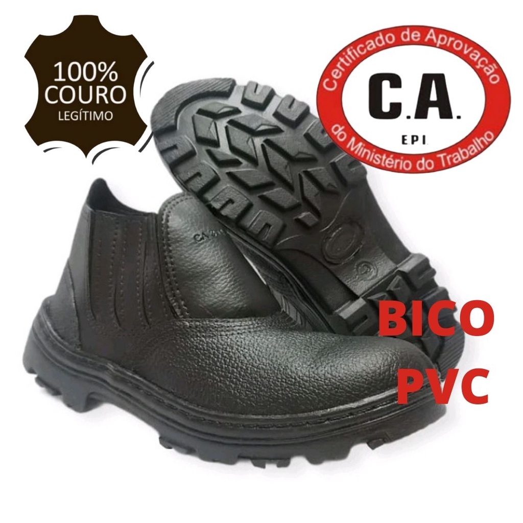 Botina Bota de Segurança Trabalho com CA - EPI - Bico PVC