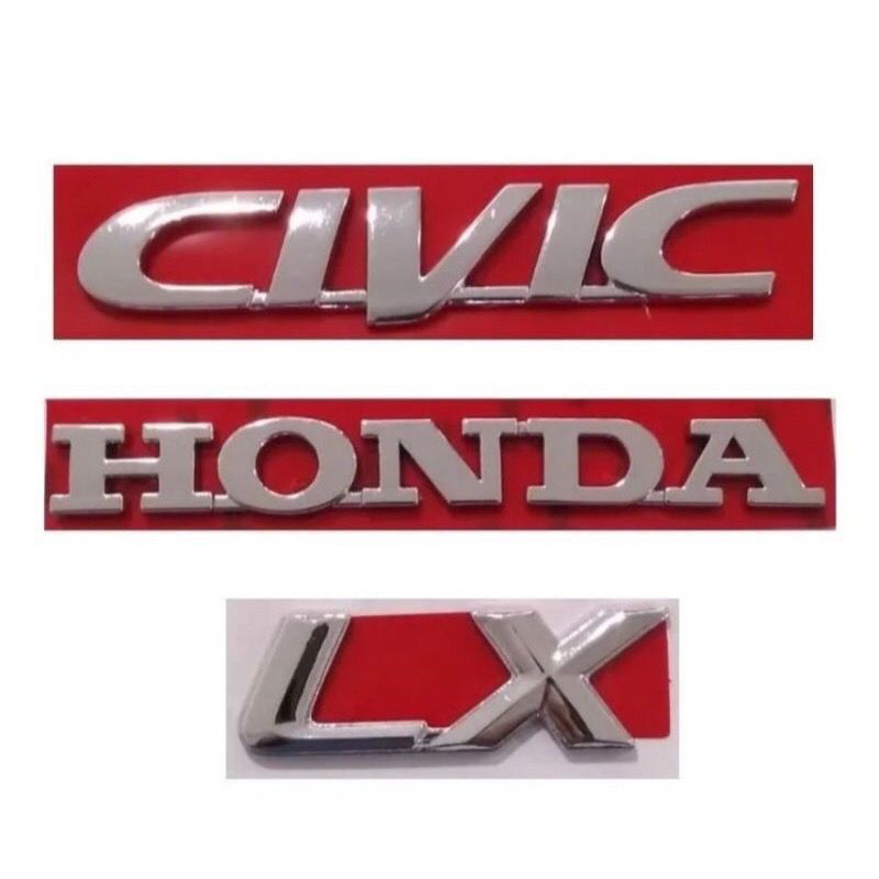 kit emblema letreiro cromado Honda Civic LX 3 peças ano modelo 97 até 2000