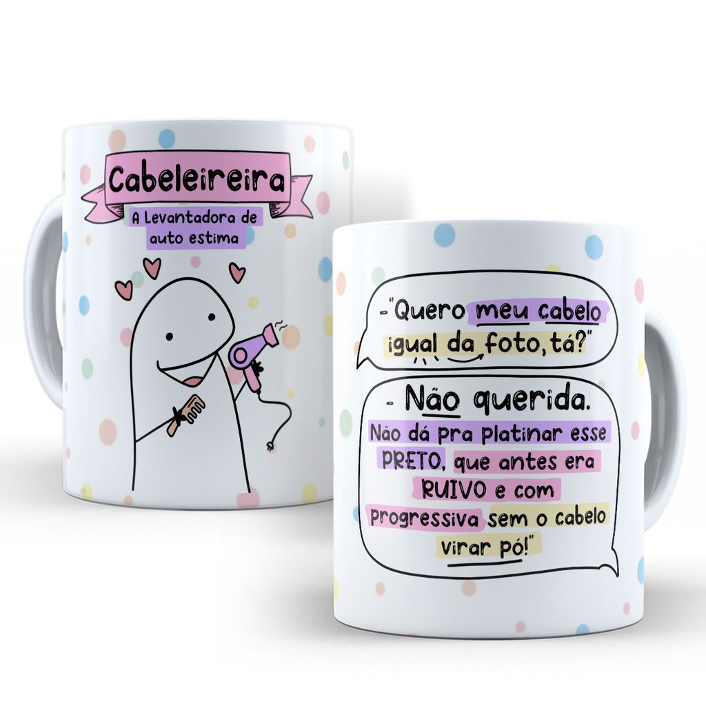 Caneca Cabeleireira Flork Engraçada Divertida Personalizada com Nome Profissões 340