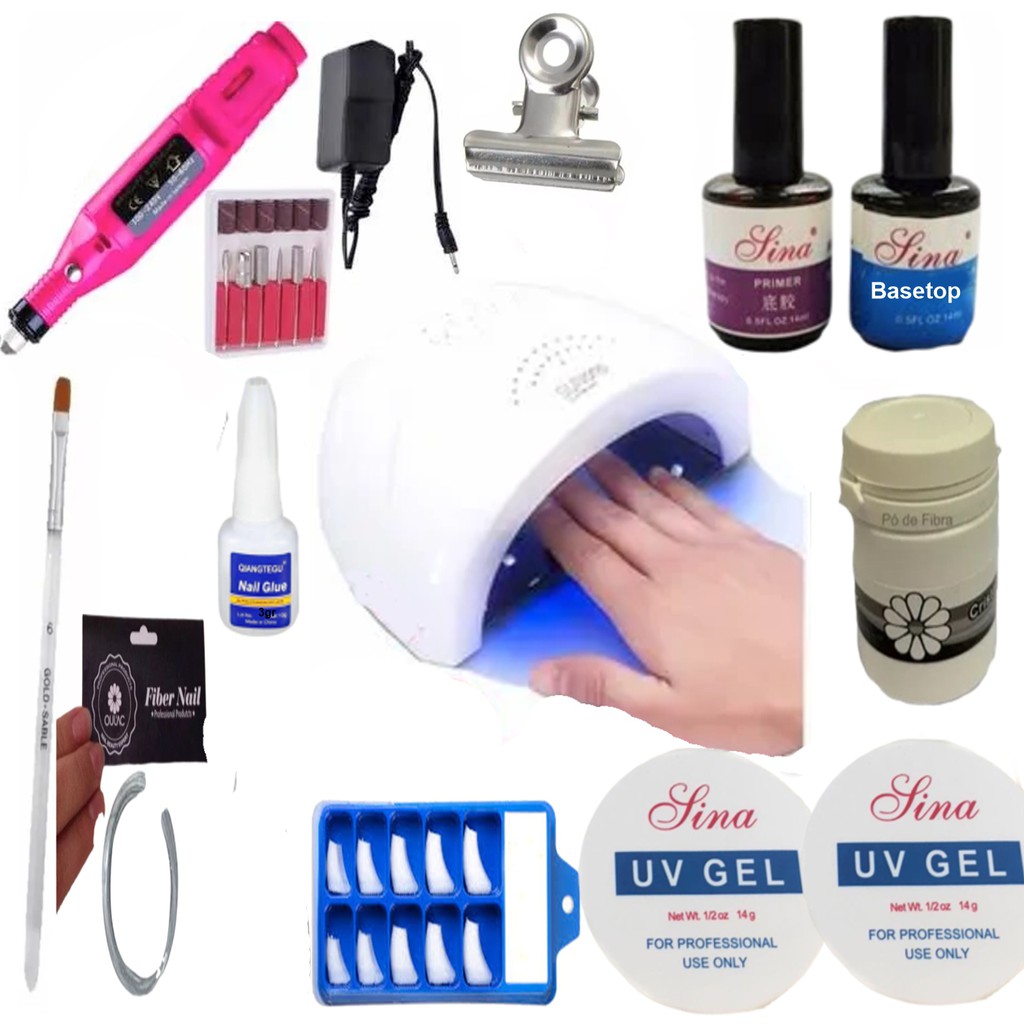 Kit Unhas Gel Uv Acrigel Lixa Eletrica Cabine Fibra Sina Anvisa ...