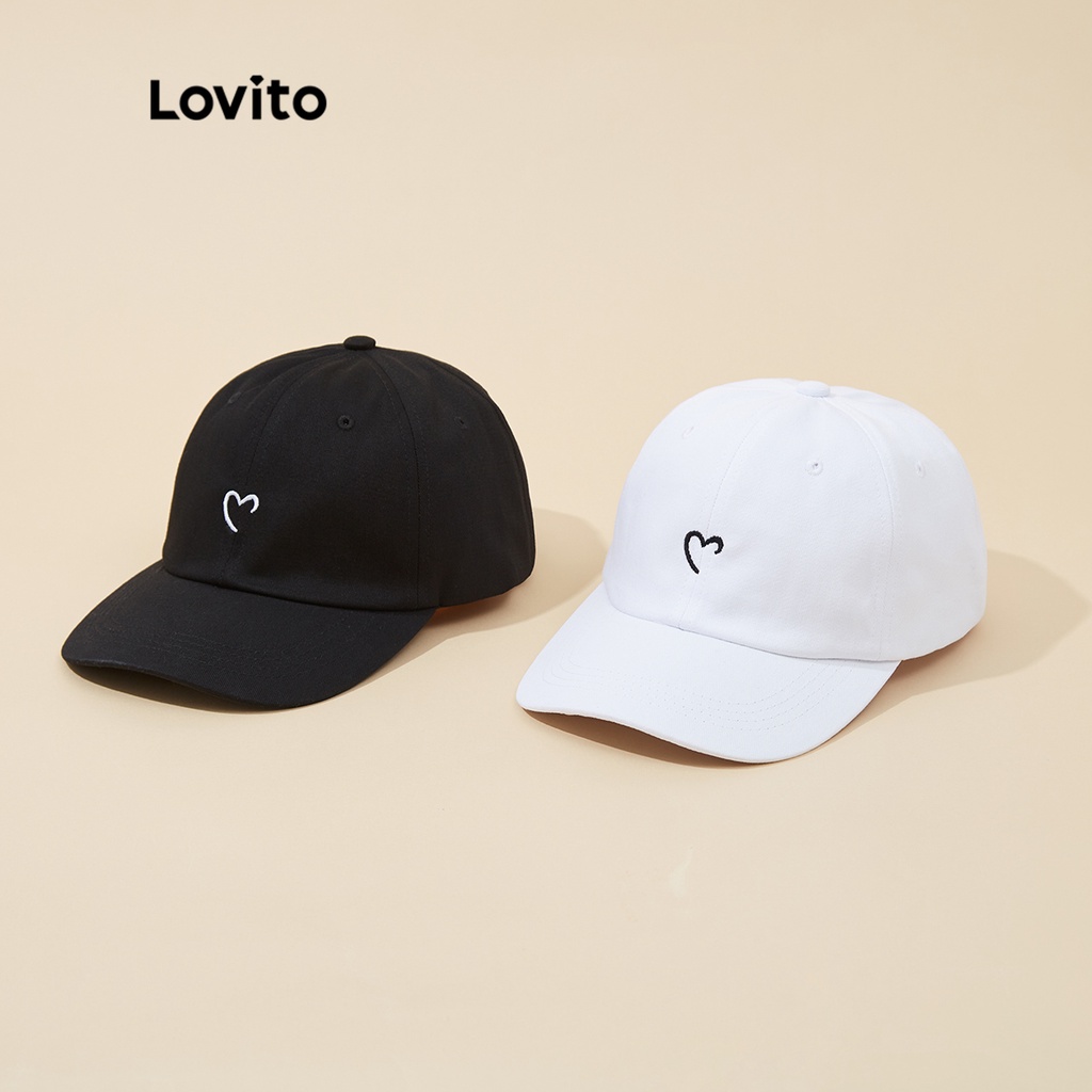 (Trendy) Lovito (Atacado) Chapéu Boné De Beisebol Para Mulheres L233L248 (Preto/Branco) em Oferta na Shopee