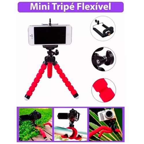 Kit 5 MiniTripé 18cm Selfie Flexi Pod Para Câmera E Web Cam