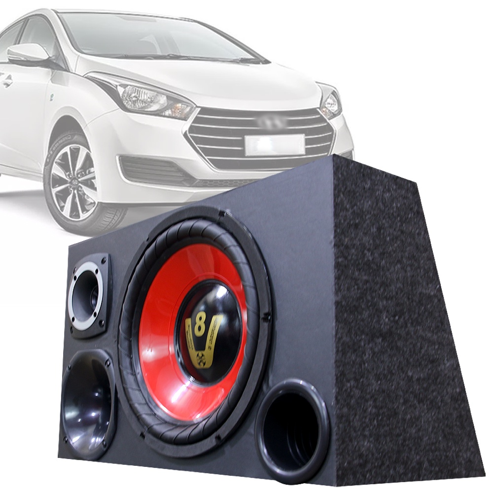 Caixa Trio Som Automotivo Trio Completa Subwoofer Hyundai Hb20 em Oferta na Shopee