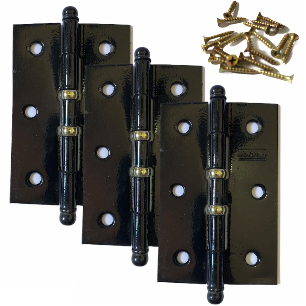 Kit Com 18 Dobradiças Preta Porta Janela Madeira 31/2 Com anel em Oferta na Shopee