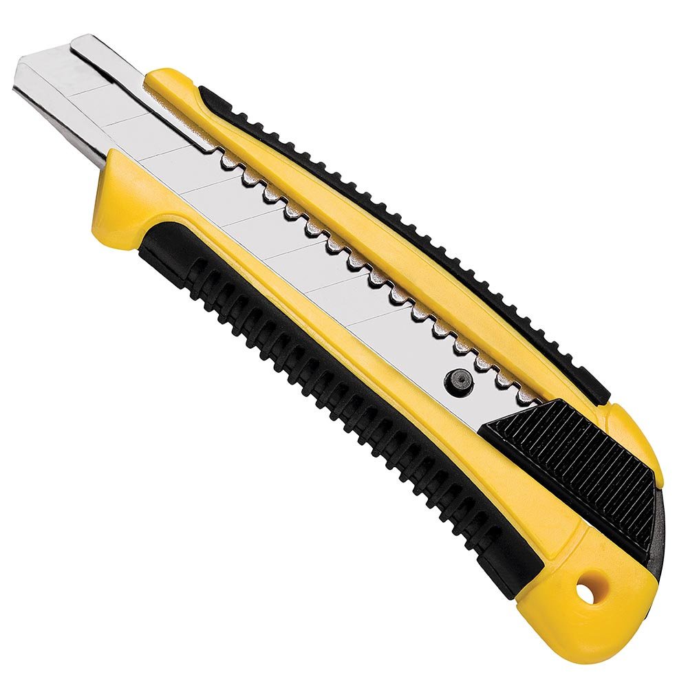 Estilete 18mm Tramontina Master Profissional com Trava Emborrachado 43390/302 em Oferta na Shopee