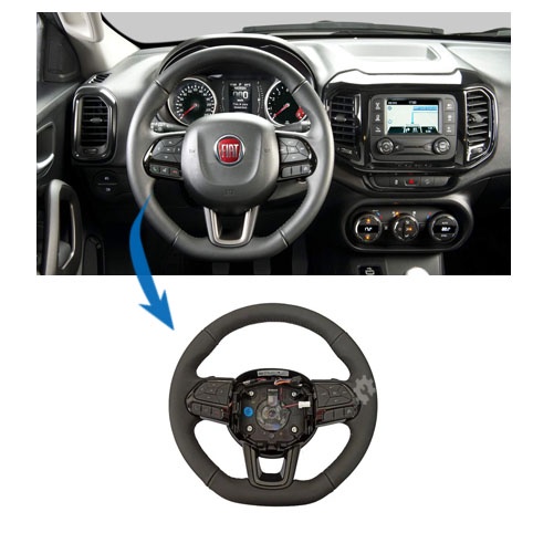 Volante Couro Paddle Shift Comando Som Chicote Fiat Toro Original