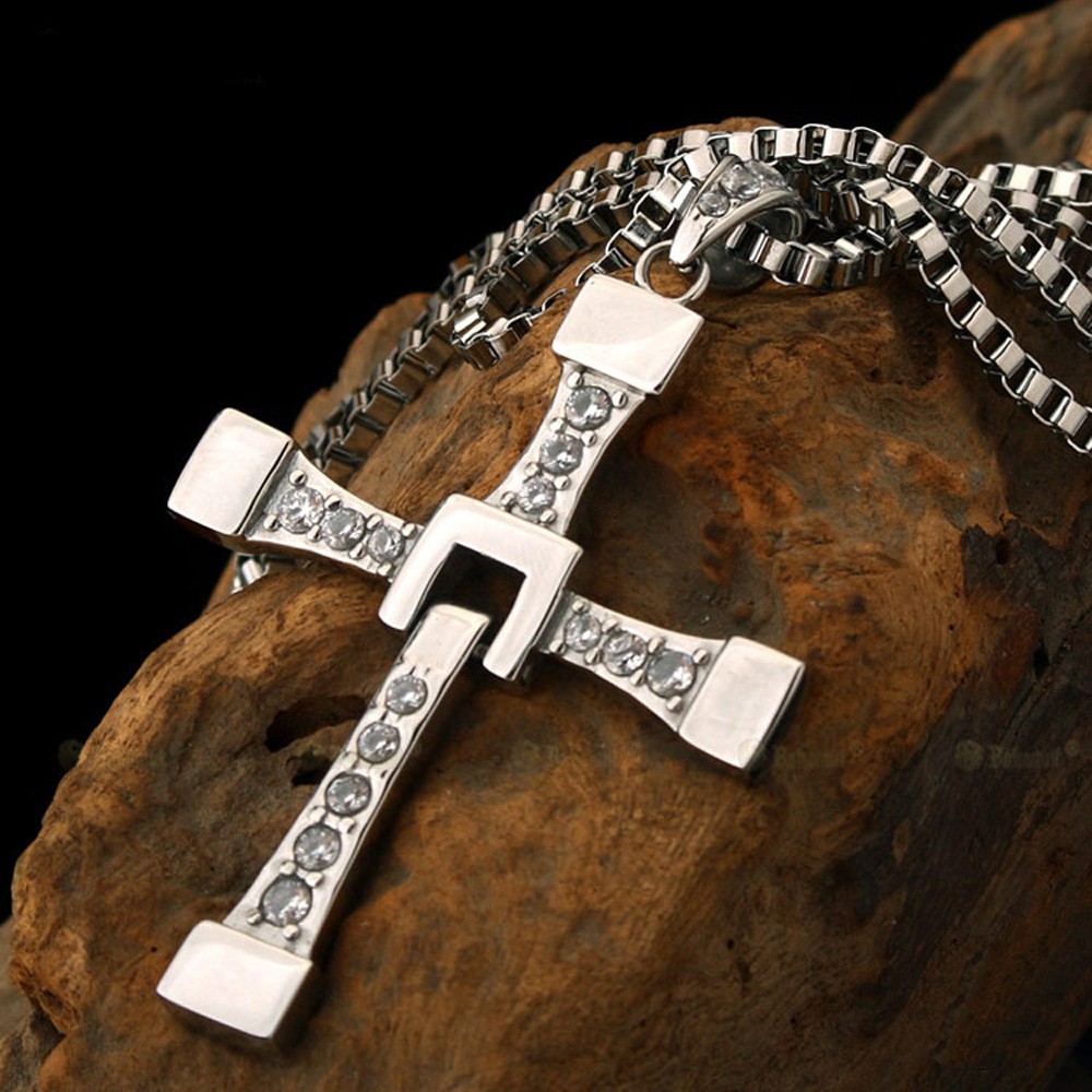 Colar Corrente Masculino Prata Cruz Crucifixo 60cm Vin Diesel Toretto Velozes e Furiosos