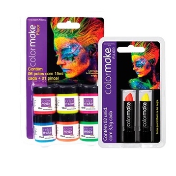 Kit Tinta Facial + Batom  Neon Fluorescente neon