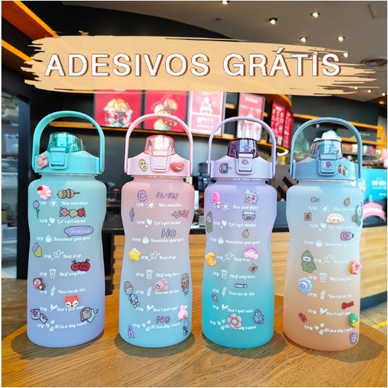 Garrafa De Água 2 Litros 2000ML Bpa Free Resistente Ao Choque A Quedas C/ Alça e Suporte Para Celular