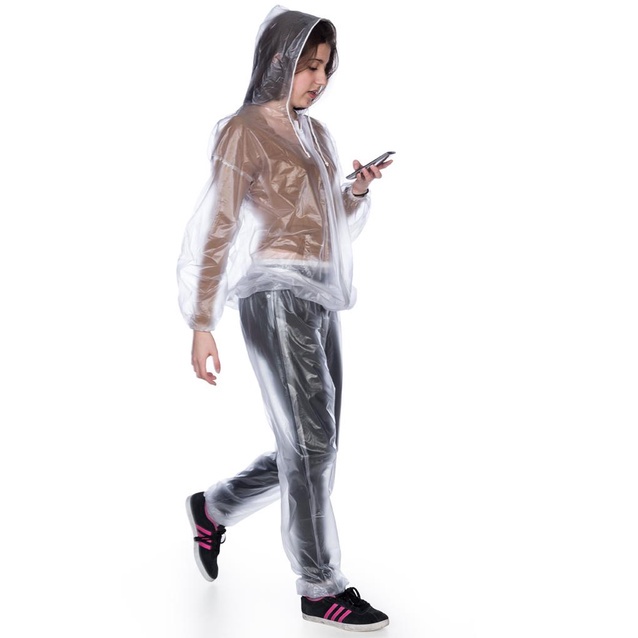 Jaqueta e Calca Conjunto Transparente Ciclista Motoqueiro + guarda capa com cordinha