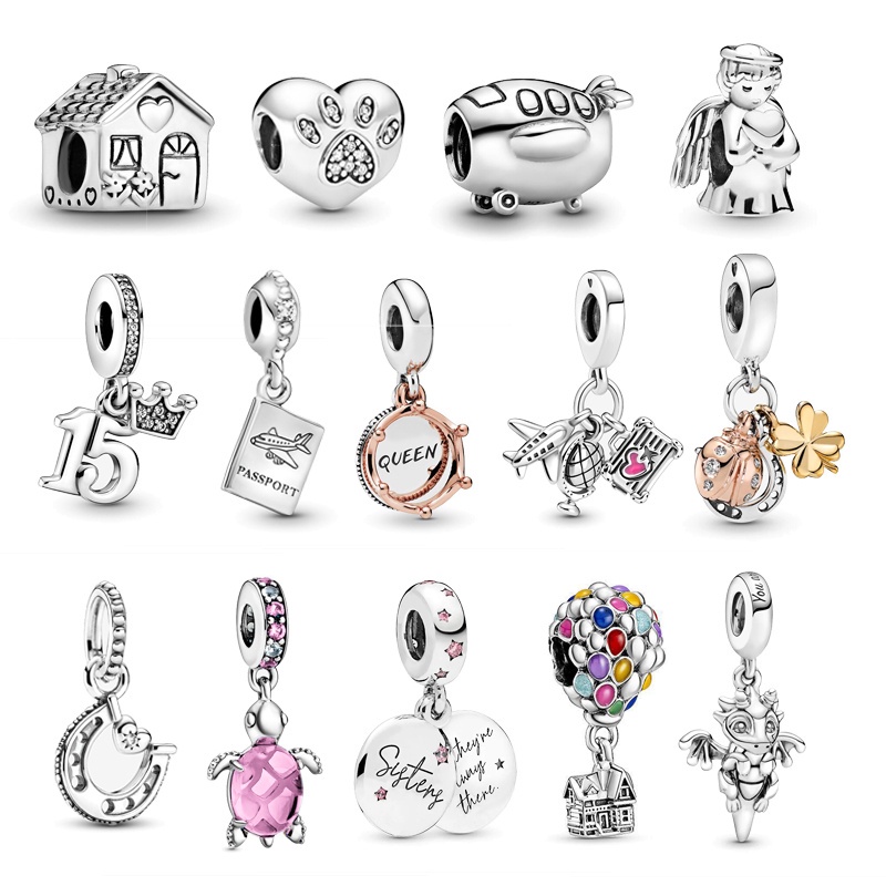 Panjia Série De Acessórios De Charme Fits Charms ets Me Pendant Beads Silver My Dangle Charm Beaded Casal De Prata Presente De Bricolage p0110