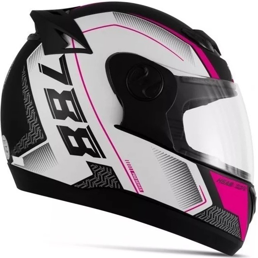 Capacete Feminino Fechado Cor de Rosa com Branco Modelo Evolution G6 ...