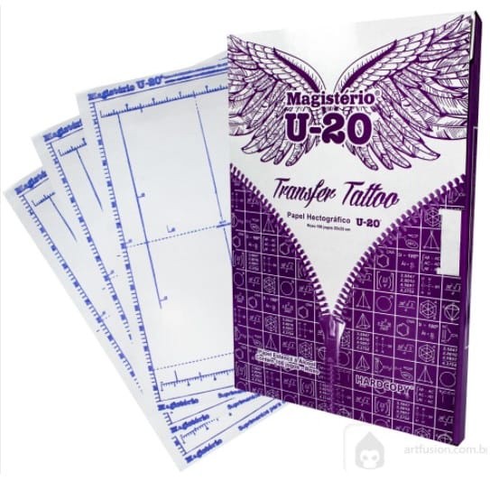 KIT 10 Papel U-20 Roxo Tattoo Hectográfico Stencil Tatuagem Profissional