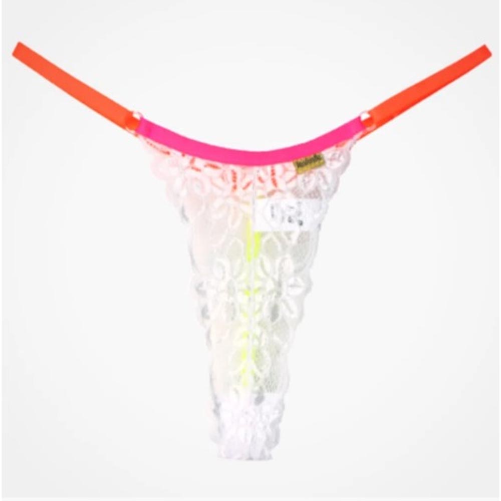 Calcinha Fio Dental Cléo Plus Size em Renda Neon - Lingerie Sensualle