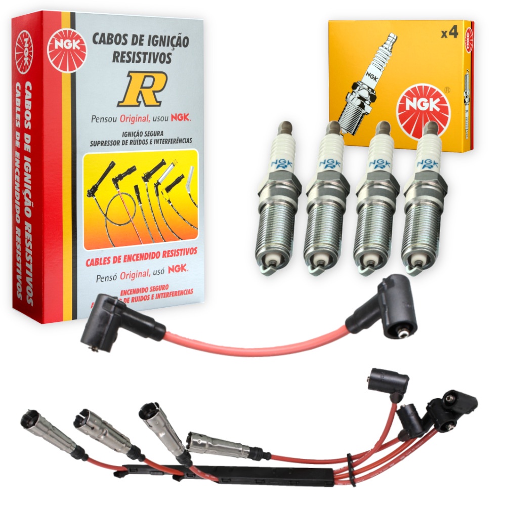 Kit Cabo + Velas Original NGK Gol G2 1.0 8v At Mi 97 98 99