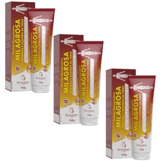 Kit com 3 Pomadas Massageadoras Milagrosa com Moringa e Açafrão 150g Bio Instinto - Extra Forte