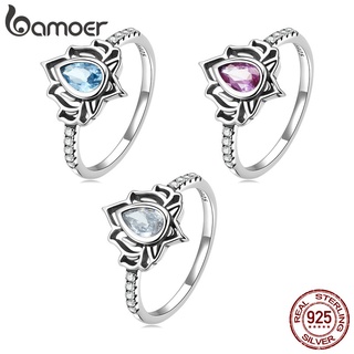 Bamoer Ring 925 Jóias De Flor De Lótus De Prata Para Acessórios De Moda Feminina VSR166