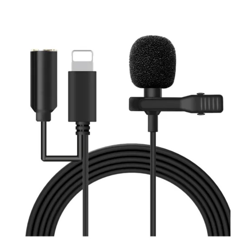 Microfone Lapela compatível com iPhone ipod e ipad Conector Lightning