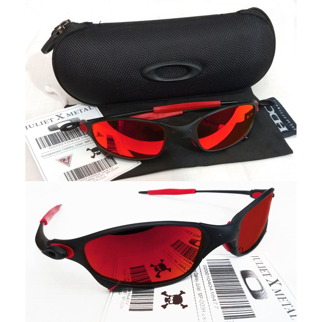 Oculos Juliet X metal Black Fosca Lente e Borracha Red Polarizada