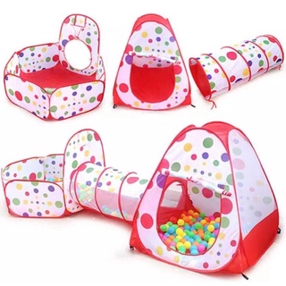 Tenda Tunel 3x1 Toca Barraca com Piscina Para Bolinhas e Cesta Basquete Playground Melhor Presente