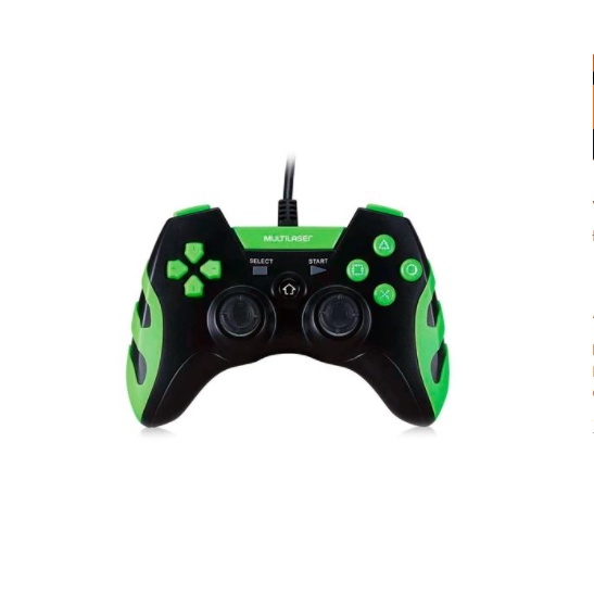 Controle Gamer Multilaser Com Fio, PS3 / PC, Preto / Verde