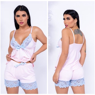 Baby Doll Liso Em Liganete com Renda