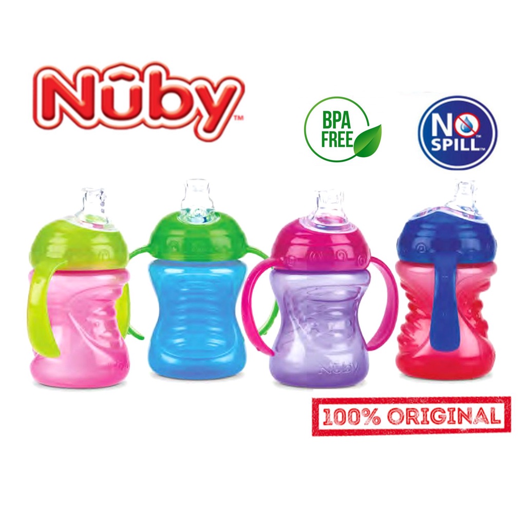 Copo Infantil Transição Nuby Original 240 mL Bico Silicone Treinamento Com Alça Antivazamento Bebê Criança Baby