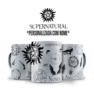 Caneca Supernatural Símbolos com Nome Personalizado em Oferta na Shopee