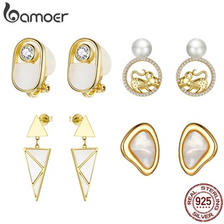 Brincos Bamoer 925 Prata Ouro Shell Series Pinos De Orelha Moda Joias Para Mulheres Presente Meninas
