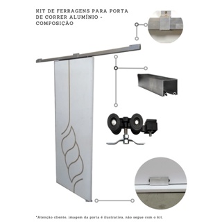 Kit p/ Porta Correr Trilho Alumínio 35x35 1,80m Natural - RDA-2 em Oferta na Shopee