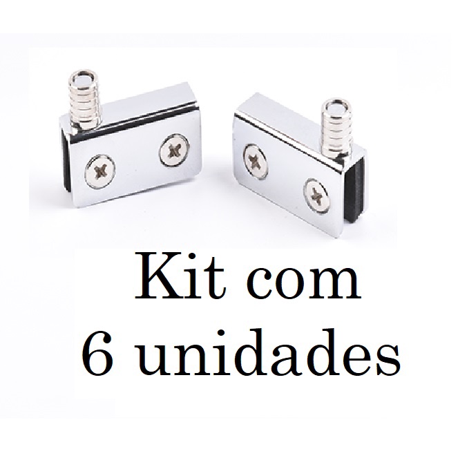 Dobradiça Para Rack Cristaleira Vidro Abrir 4 À 8mm Kit 6 unidades