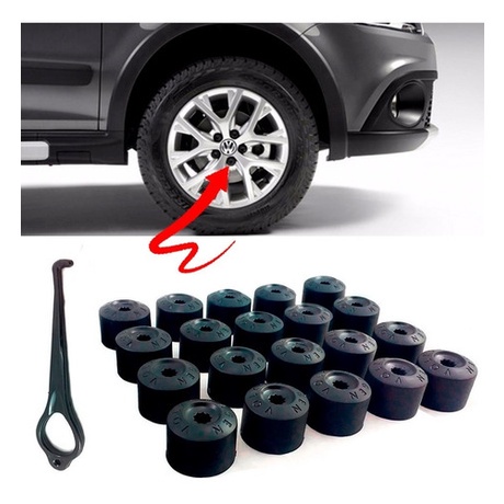 Kit 20 Capas Parafuso Roda Vw Nivus T-cross Polo Virtus Fox 17mm