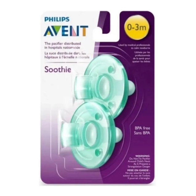 Chupeta Philips Soothie Avent Calmante 0-3m Kit com 2 unidades Verde Importada