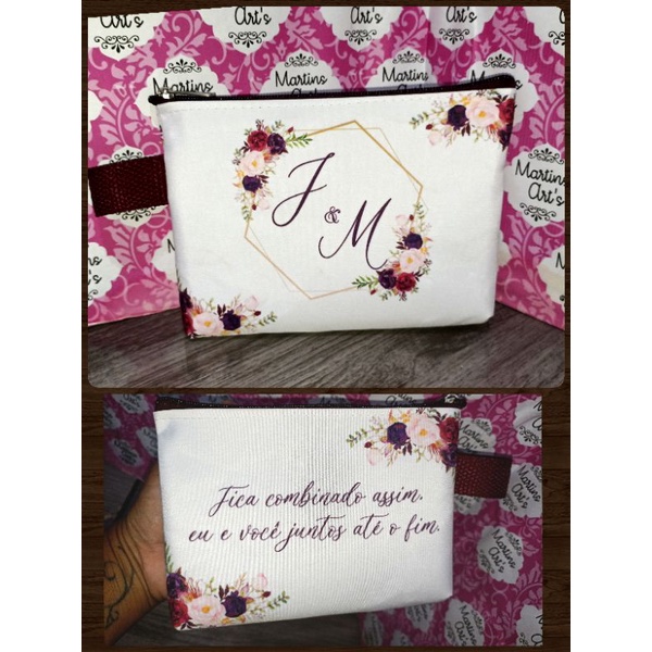 Necessaire / bolsinha personalizada Casamento Madrinhas Noivado Marsala
