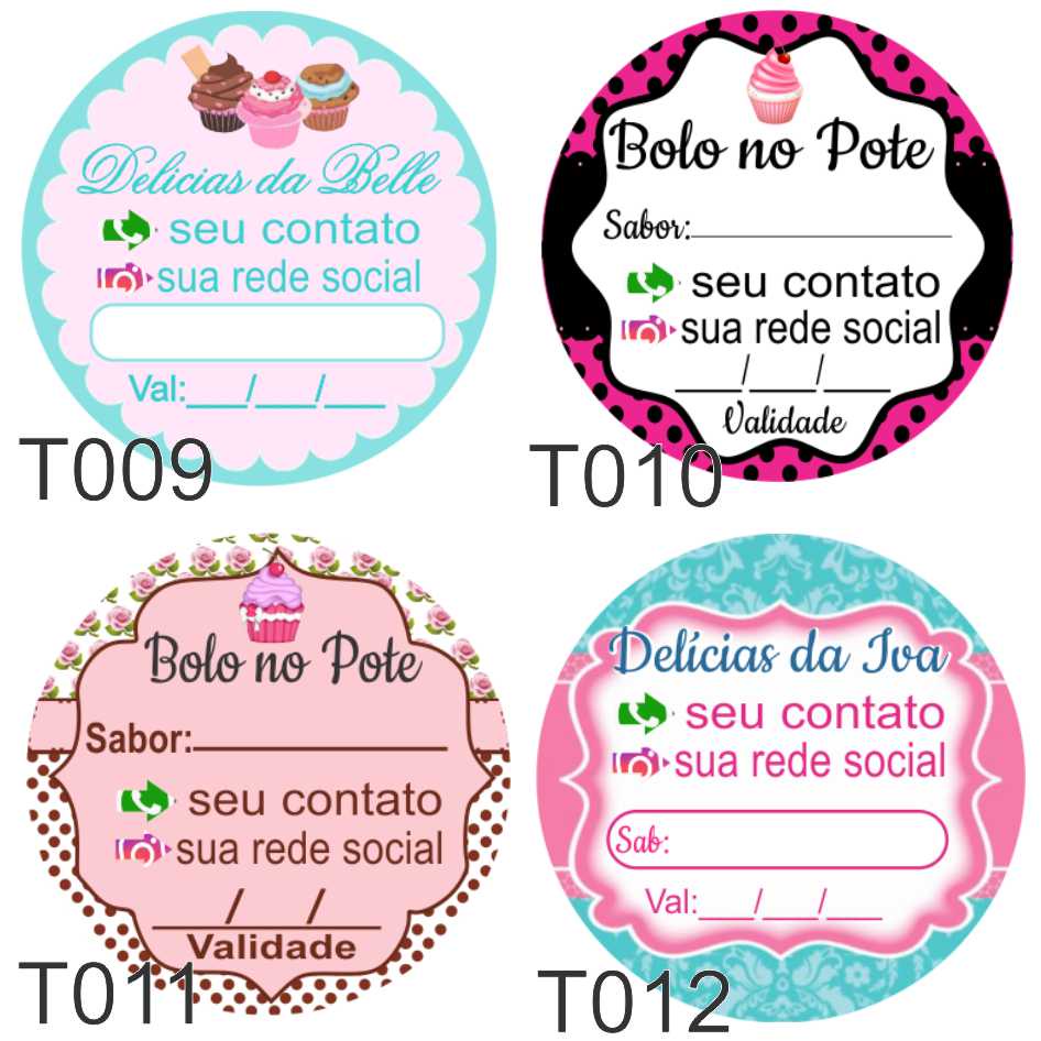Kit 100 tags adesivas para Bolo no Pote 3x3cm em Oferta na Shopee