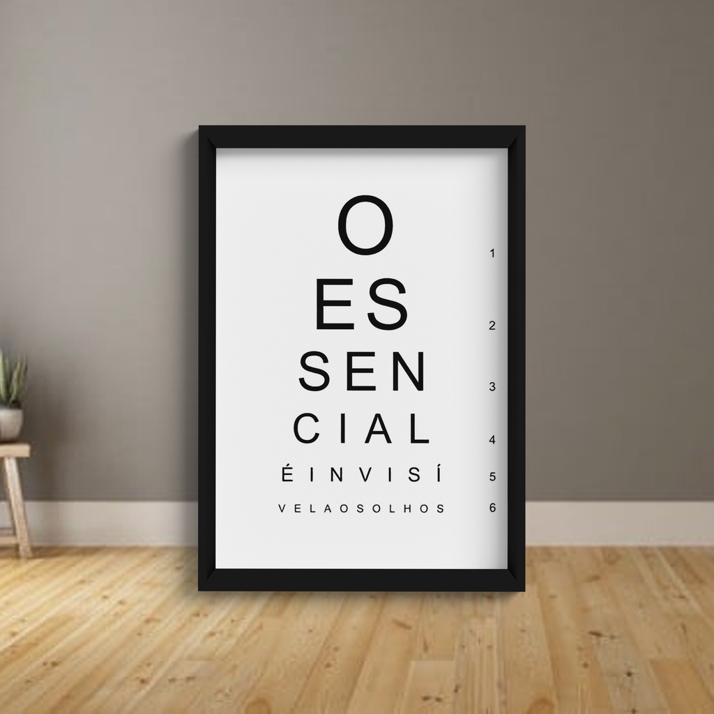 Quadro Frase O Essencial É Invisível Aos Olhos Com Moldura e Vidro