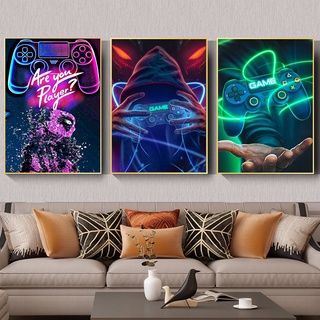 Quadro decorativo 3 peças 40x60 gamers game cartaz jogo sala de estar casa bar internet  grafite decoração para casa sala quarto