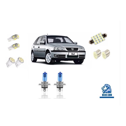 Kit Lampadas Farol Super Branca E Leds Gol G2 G3 G4 Techone