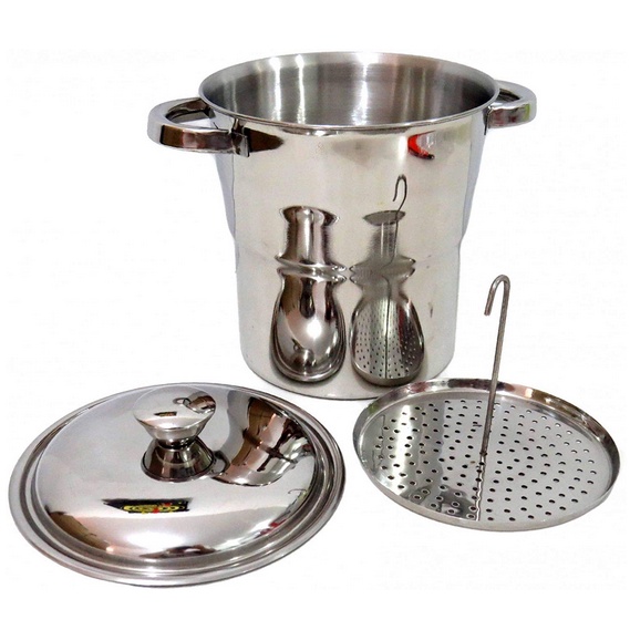 Panela Cuscuzeira Tradicional 100% Aço Inox Cuscuz Top