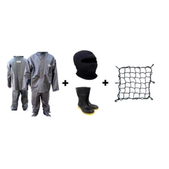 Kit Capa De Chuva Conjunto Calça Jaqueta Impermeavel Urbano Pvc Bota De Borracha+Touca Ninja Balaclava+Rede Elastica