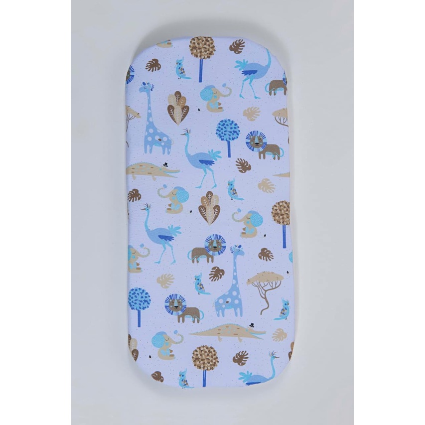 Colchão para Carrinho de Bebê Azul Bebe Selva Crocodilo com Espuma densidade 16 Colchonete Oval Moisés Azul bebe Bege Crocodilo