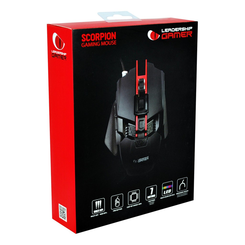 Mouse Gamer Com Fio Usb Led Leadership Scorpion