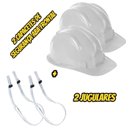 Capacete Segurança Aba frontal branco + Jugular Kit c/2