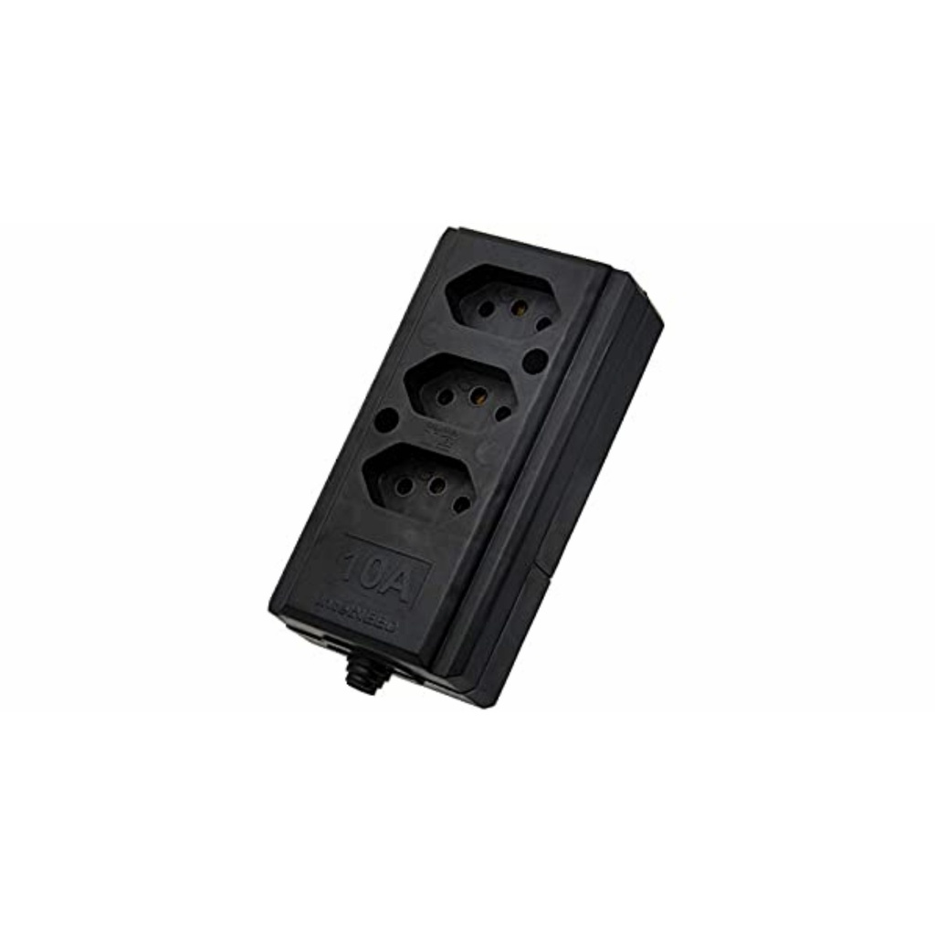 Tomada Barra Jangada 3 Tomadas 10A Preta 2P+T Interneed - Home Appliances