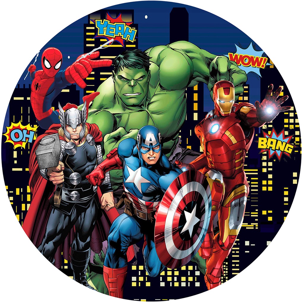 Painel Redondo Tecido Sublimado com/elástico Vingadores 03 em Oferta na Shopee